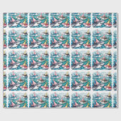 Papier Cadeau Sharks mignonne Sous La Fête D'Anniversaire Des Fi (Plat)