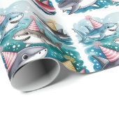 Papier Cadeau Sharks mignonne Sous La Fête D'Anniversaire Des Fi (Coin rond)