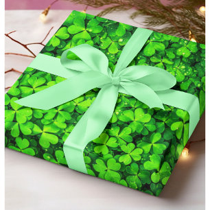 Papier Cadeau Sharmrock Clover Photo Irish Party Plante Green
