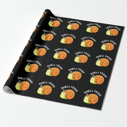 Papier Cadeau Shell Ouais Funny Snail Pun Dark BG (Déroulé)