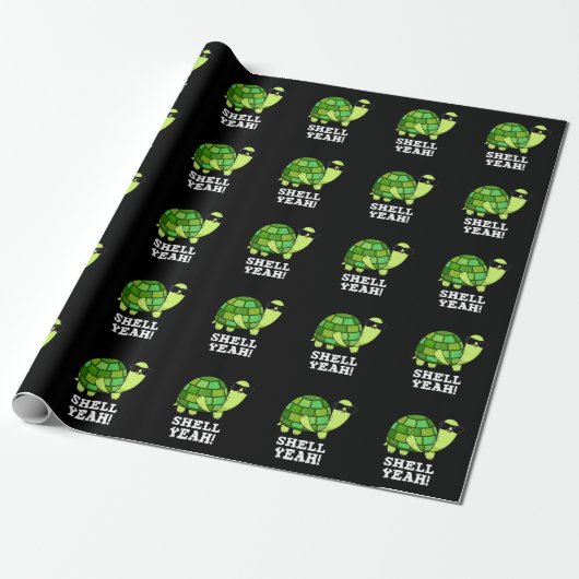 Papier Cadeau Shell Ouais Funny Tortoise Pun Dark BG (Déroulé)