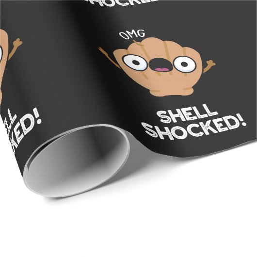 Papier Cadeau Shell Shocky Funny Seashell Pun Dark BG (Coin rond)