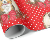 Papier Cadeau Sheltie Polka Dot Noël (Coin rond)