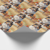 Papier Cadeau Shetland Sheepdog Automne quitte Thanksgiving Art (Coin)