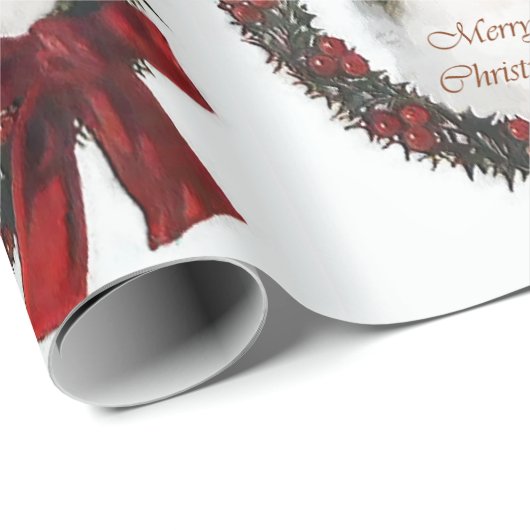 Papier Cadeau Shetland Sheepdog - couronne de Noël (Coin rond)