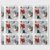 Papier Cadeau Shetland Sheepdog croient Noël (Plat)