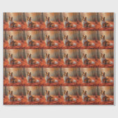 Papier Cadeau Shetland Sheepdog en automne Feuilles automne Insp (Plat)