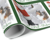 Papier Cadeau Shetland Sheepdog Shelter Noël (Coin rond)