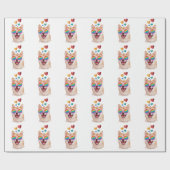 Papier Cadeau Shiba Inu Chien avec Coeurs Saint Valentin (Plat)