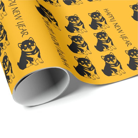 Papier Cadeau Shiba Inu Chien chinois Année 2018 G Papier d'enve (Coin rond)