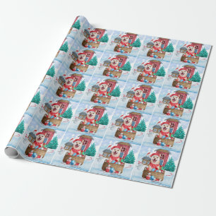 Papier Cadeau Shiba Inu Chien dans la neige Maison de Chien de N