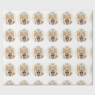 Papier Cadeau Shiba Inu choqué "MON DIEU" - Mème de surprise