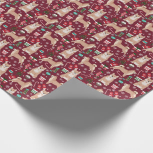 Papier Cadeau Shiba Inu Noël Chiens Canne de Bonbon Canneberge