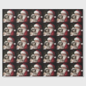 Papier Cadeau Shih Tzu Avec Noël Festif Du Père Noël (Plat)