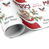 Papier Cadeau Shih Tzu Chien dans le sac cadeau de Noël (Coin rond)