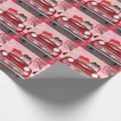 Papier Cadeau Shih Tzu Chien Voiture avec Coeurs Valentine's (Coin)