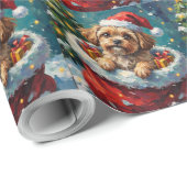 Papier Cadeau Shih Tzu Christmas Santa Bag Adventure (Coin rond)