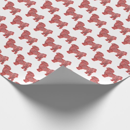 Papier Cadeau Shih Tzu Cute Chien Silhouette Noël Blanc (Coin)