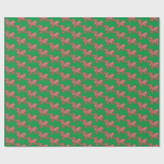 Papier Cadeau Shih Tzu Cute Chien Silhouette Noël Vert (Plat)