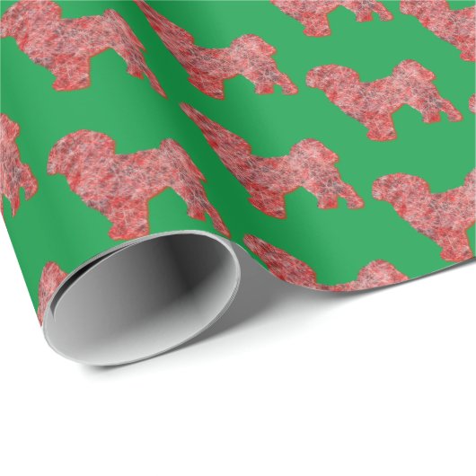 Papier Cadeau Shih Tzu Cute Chien Silhouette Noël Vert (Coin rond)