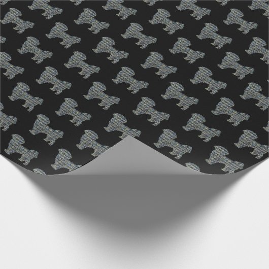 Papier Cadeau Shih Tzu Cute Silhouette Chien Jaune & Grille Noir (Coin)