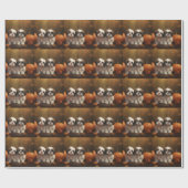 Papier Cadeau Shih Tzu Puppy Automne Citrouille de plaisir (Plat)