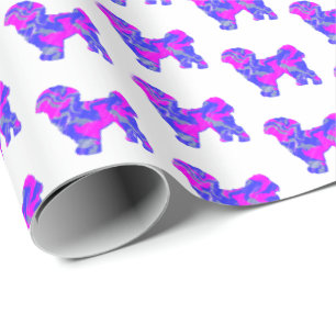 Papier Cadeau Shih Tzu Silhouette Rose & Blue Dog Livre blanc