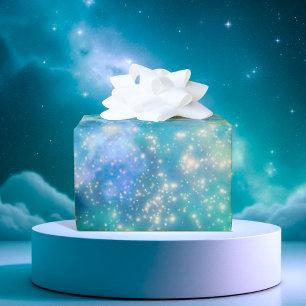 Papier Cadeau Shimmer Galaxy bleu vert