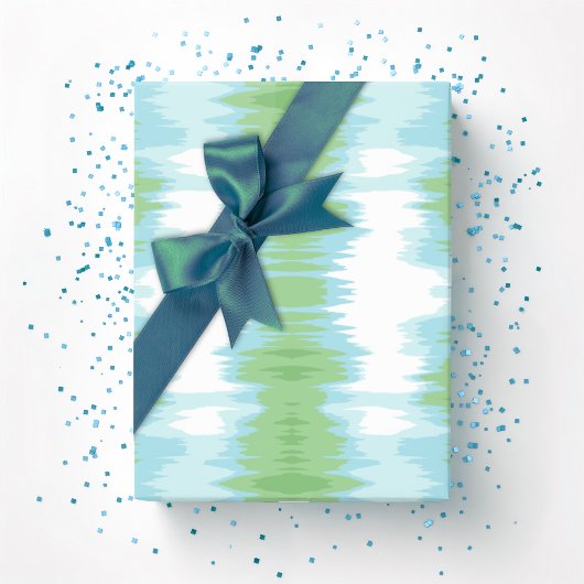 Papier Cadeau Shimmer Ikat in Green and Aqua
