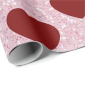Papier Cadeau Shiny Glitter Heart Valentine Pattern Gift Wrap (Coin rond)