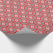 Papier Cadeau Shippo avec Motif Fleur, Rouge, Blanc et Gris (Coin)