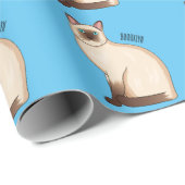 Papier Cadeau Siamese cat cartoon (Coin rond)
