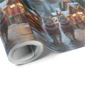 Papier Cadeau Siberian Cats Christmas Snow Holiday  (Coin rond)