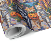 Papier Cadeau Siberian Cats Trick-or-Treating Halloween Costumes (Coin rond)