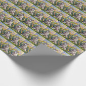 Papier Cadeau Sibérie Husky Chien Fleurs de printemps Peinture (Coin)