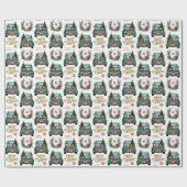 Papier Cadeau Sibérie Husky Chien Retro Camion Monogramme Noël (Plat)