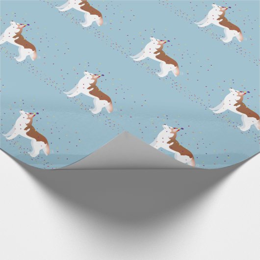 Papier Cadeau Sibérie Husky - Rouge - Joyeux design d'anniversai (Coin)