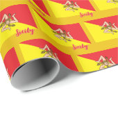 Papier Cadeau Sicile papier enveloppant, Drapeau Sicilien patrio (Coin rond)