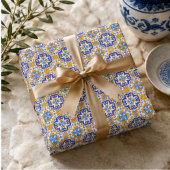 Papier Cadeau Sicilian Vibrant Majolica Scrollwork Mediterranean