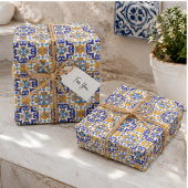 Papier Cadeau Sicilian Vibrant Majolica Scrollwork Mediterranean