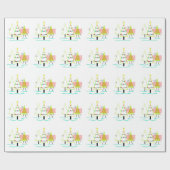 Papier Cadeau siècle moderne arbres de noël rétro (Plat)