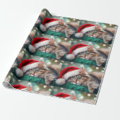 Papier Cadeau Sieste de chat de Noël (Déroulé)