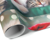 Papier Cadeau Sieste de chat de Noël (Coin rond)