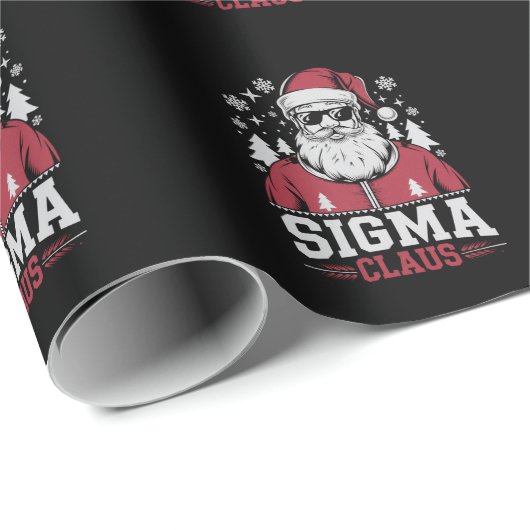 Papier Cadeau Sigma Claus Cool Père Noël Christmas Rizz Rizzler (Coin rond)