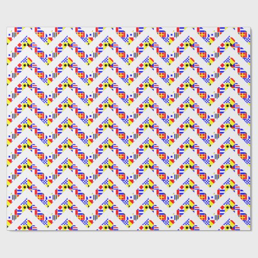 Papier Cadeau Signal Nautique drapeaux Blanc XL Chevron Motif (Plat)
