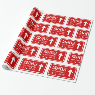 Papier Cadeau Signal routier de Mars