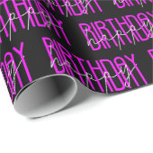 Papier Cadeau signe d'anniversaire rose et blanc (Coin rond)