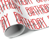 Papier Cadeau signe d'anniversaire rouge et noir heureux (Coin rond)