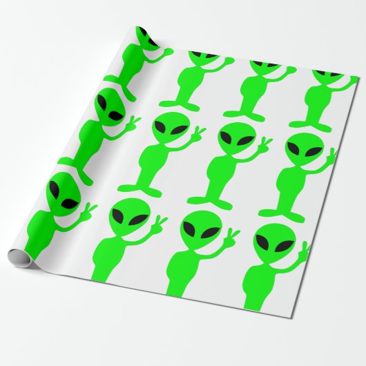 Papier Cadeau signe de paix alien mignon (Déroulé)