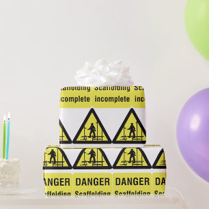 Papier Cadeau Signe incomplet de l'échafaudage du danger